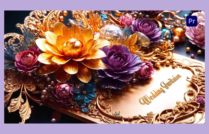 Vibrant 3D Golden Flower Design Wedding Invitation Slideshow